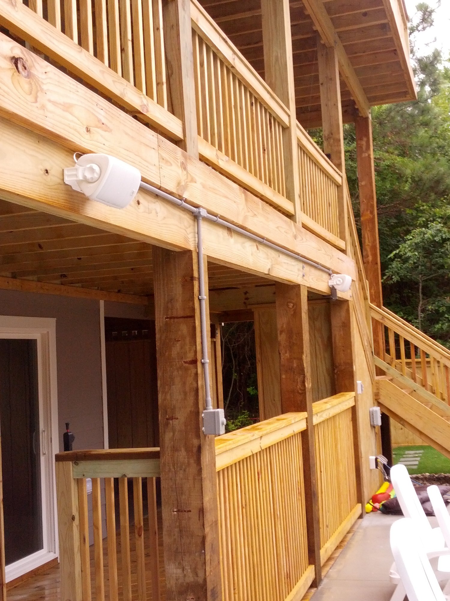 Outdoor deck lighting and conduit